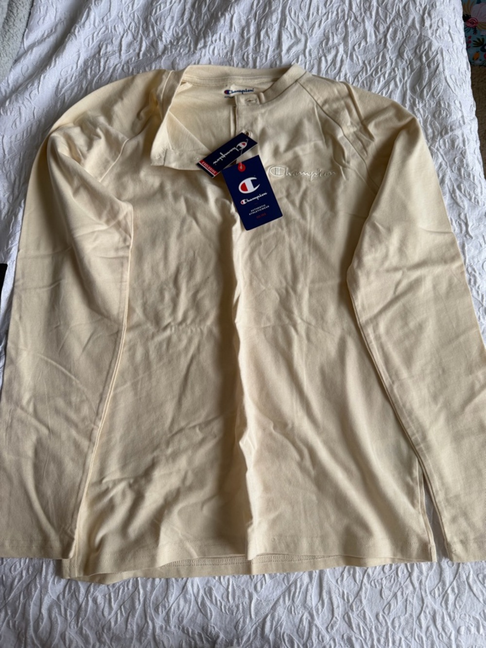 Champion Long Sleeve Tee in Pale Yellow
